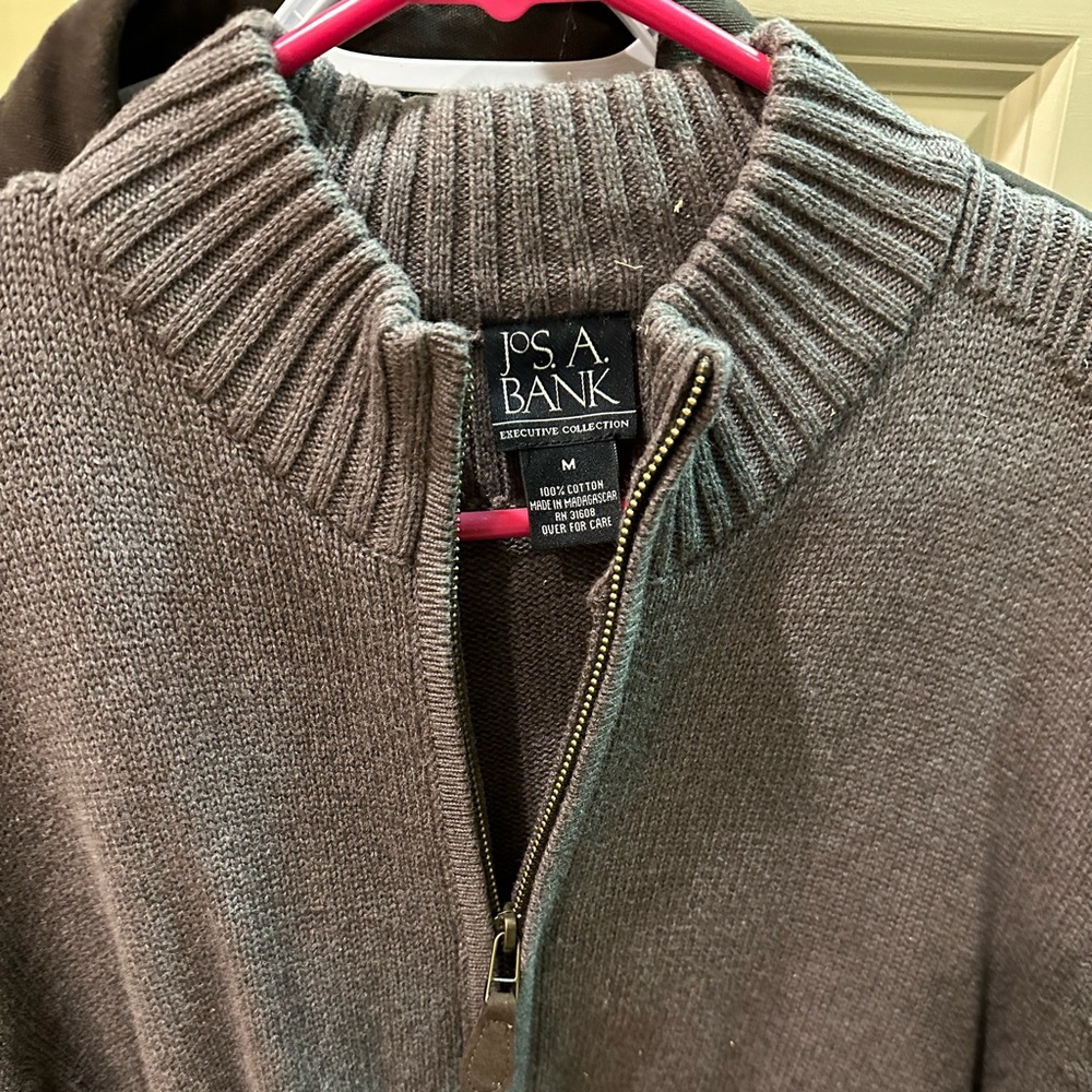 Jos. A. Bank Executive Collection Men's Gray Full Zip Mock Turtle Neck Sweater M